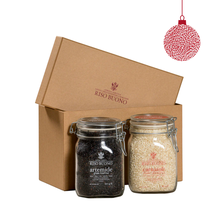 Gift Box 🎁 Riso Buono Carnaroli Gran Riserva 950 Gr.+ Riso Buono Artemide Gran Riserva 950 Gr.